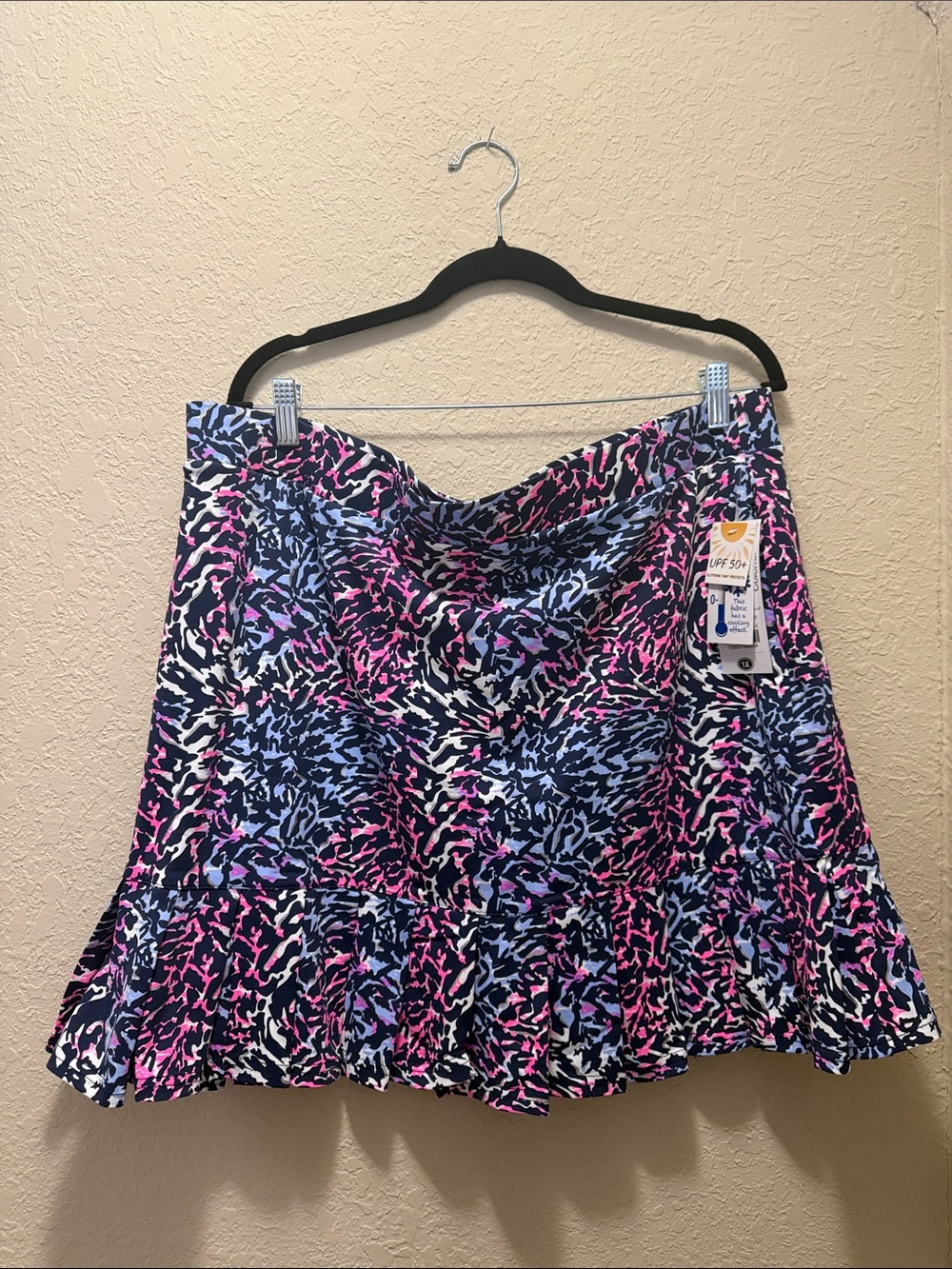 NWT Lulu-B Black Pink & Blue Animal Print Pleated Skirt With Built In Shorts